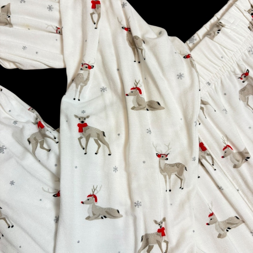 Kyte Baby Women's M Bamboo Reindeer Christmas Pajama Set Long Sleeve Pants - Picture 5 of 6